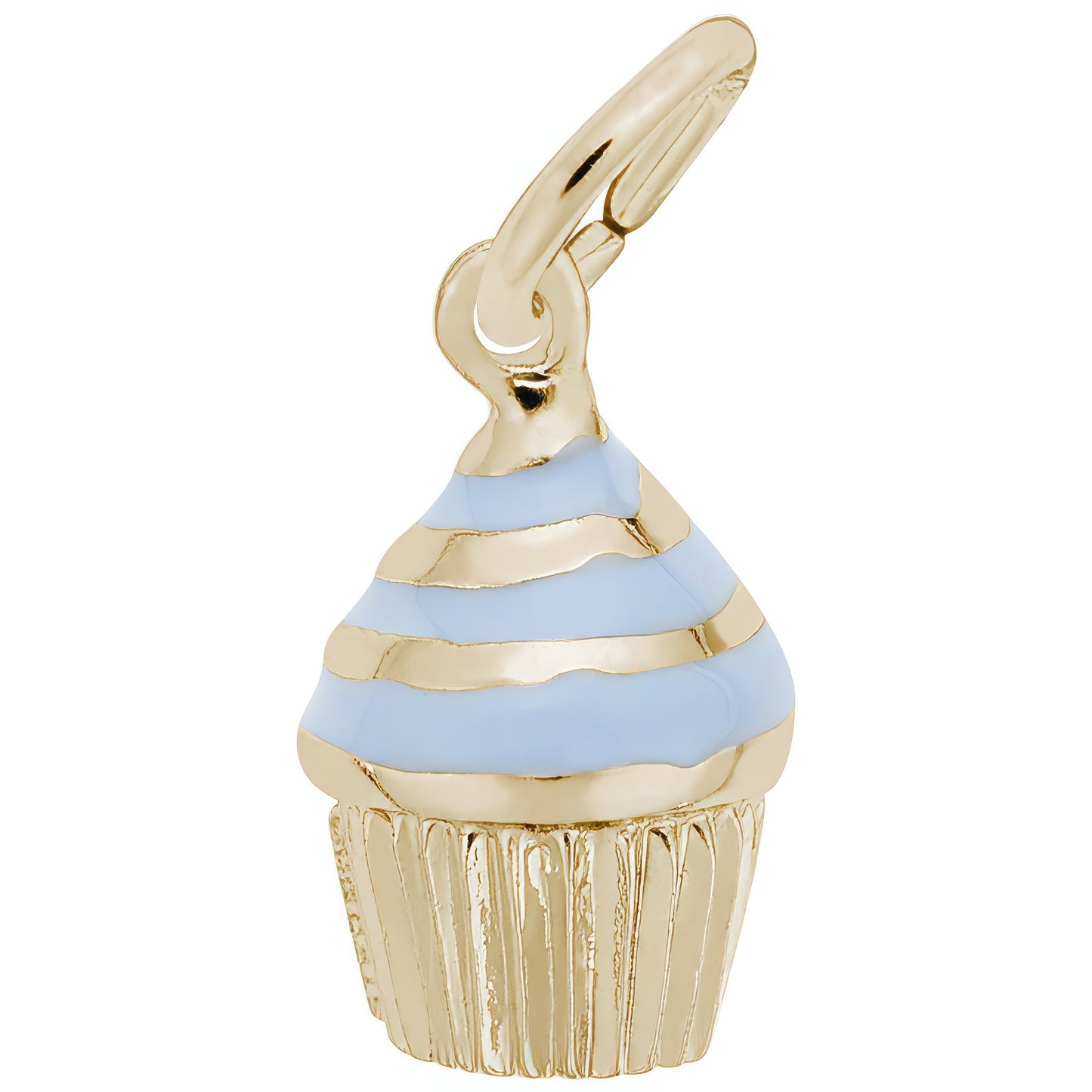 Cupcake - Blue Enamel Icing Charm - Metal - Sterling Silver