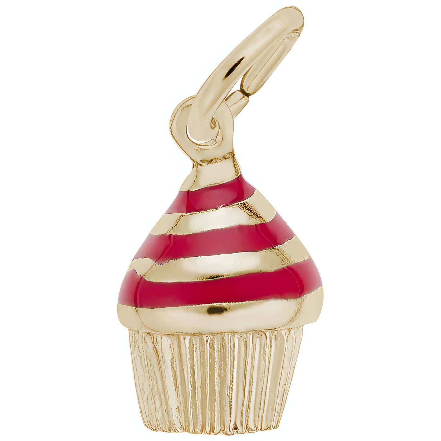 Cupcake - Red Enamel Icing Charm - Metal - Sterling Silver