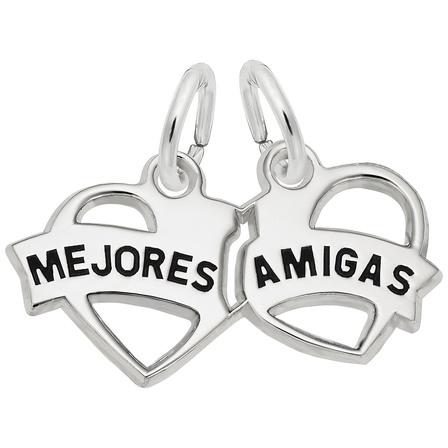 Mejores Amigas Hearts Charm - Metal - Sterling Silver