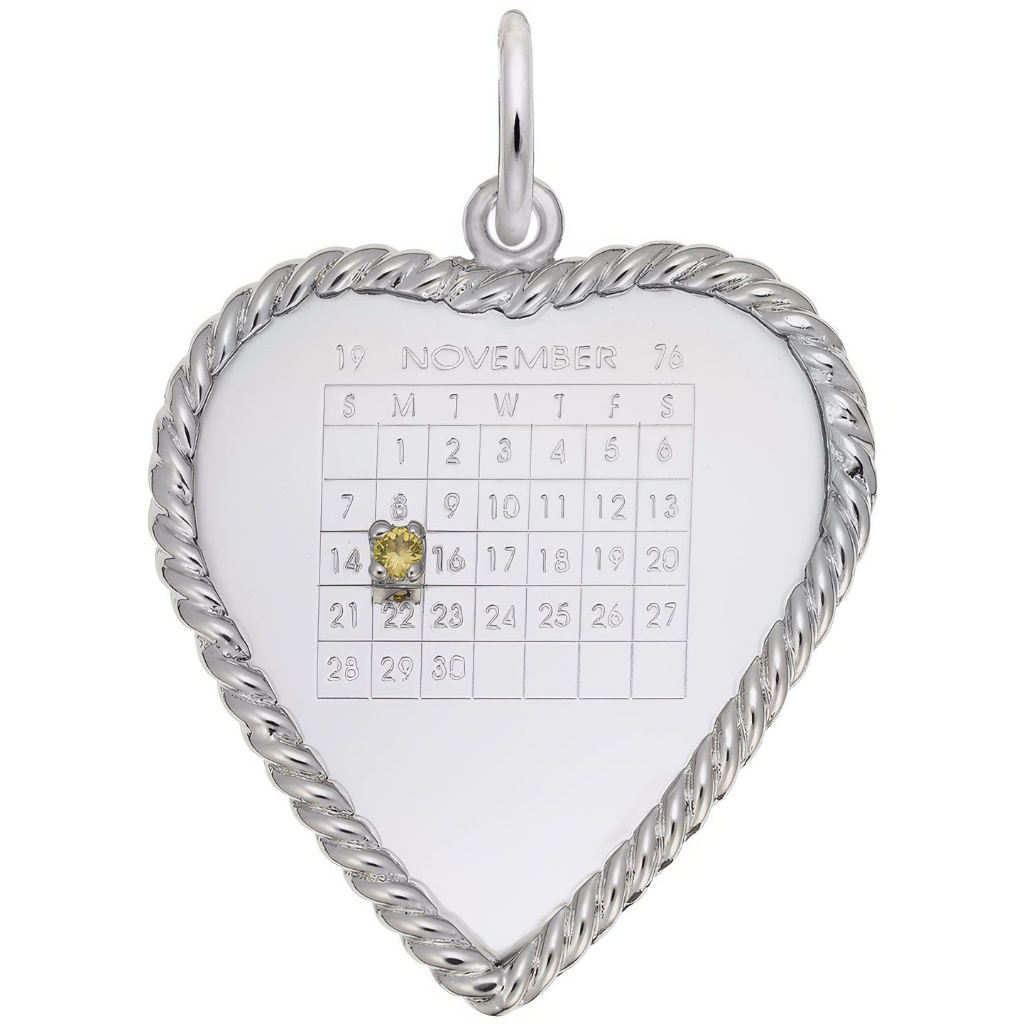 Sterling Silver Calendar Disc Charm - 30mm x 29mm