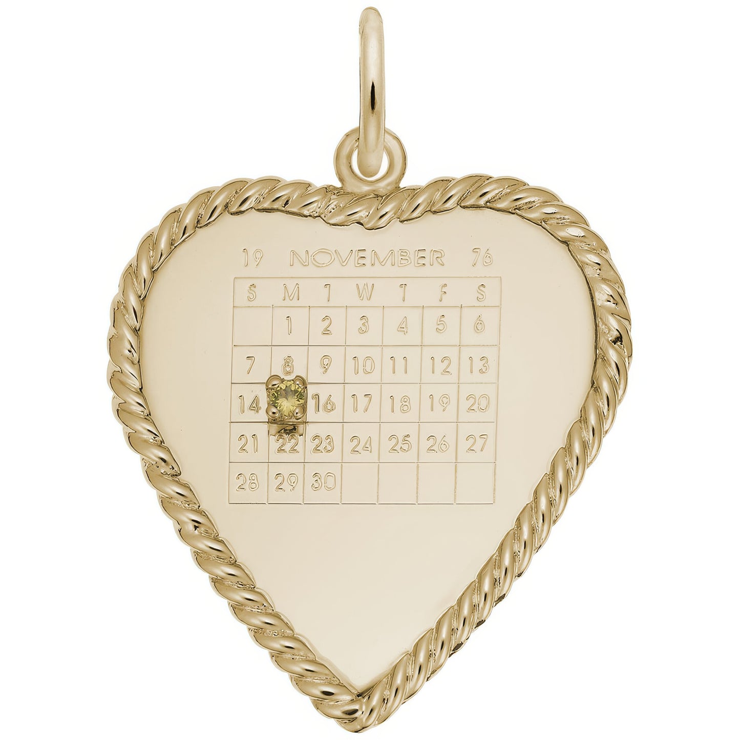 Sterling Silver Calendar Disc Charm - 30mm x 29mm