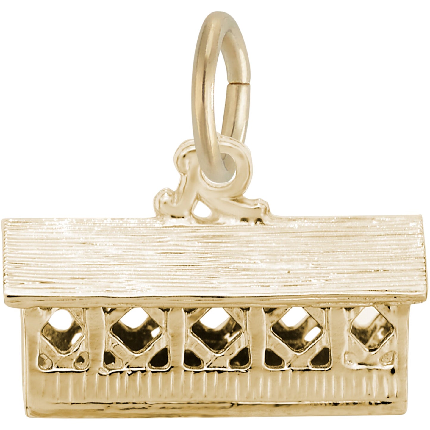 Detailed Covered Bridge Charm - Metal - Sterling Silver