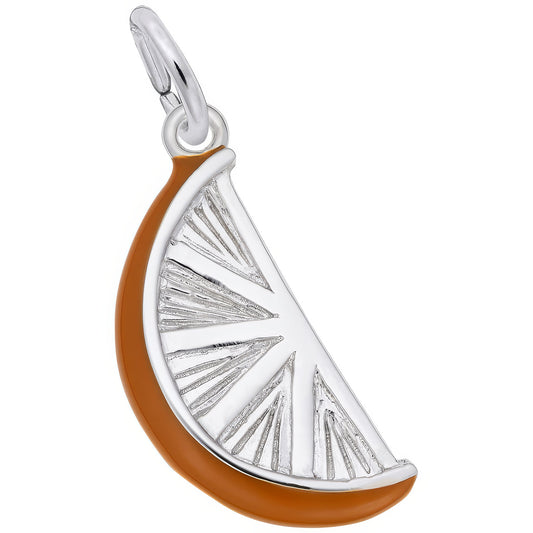 Sterling Silver Orange Slice Charm - 10mm x 19mm