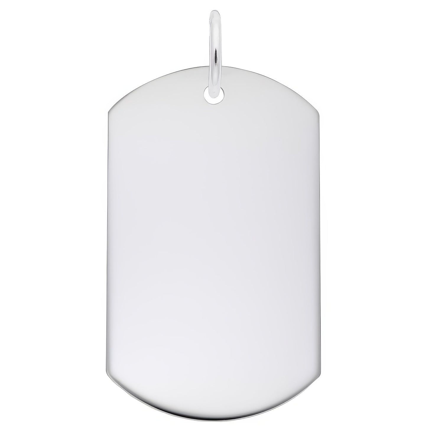 Dog Tag Polished Finish Charm - Metal - Sterling Silver