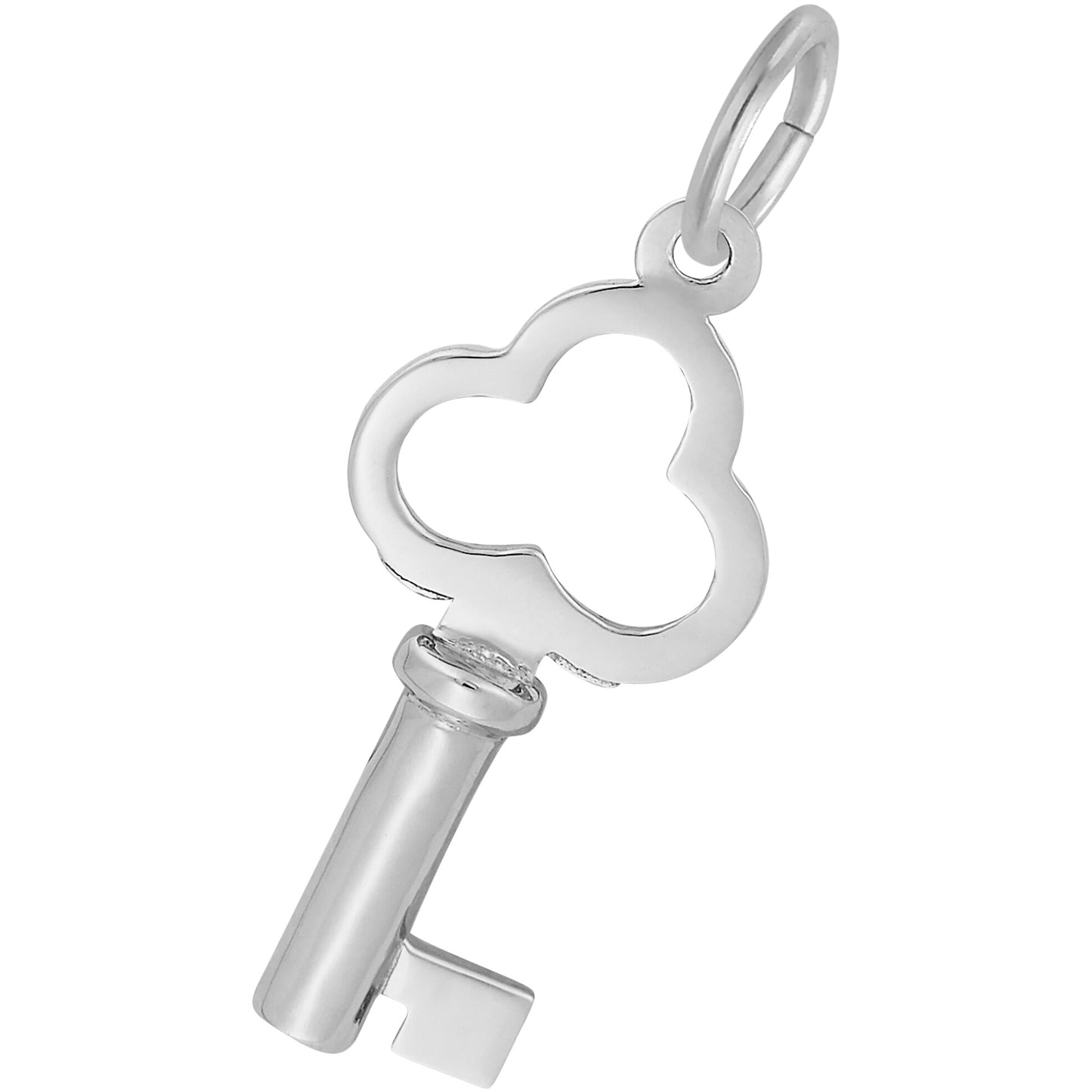 Small Old Style Trefoil Key Charm - Metal - Sterling Silver