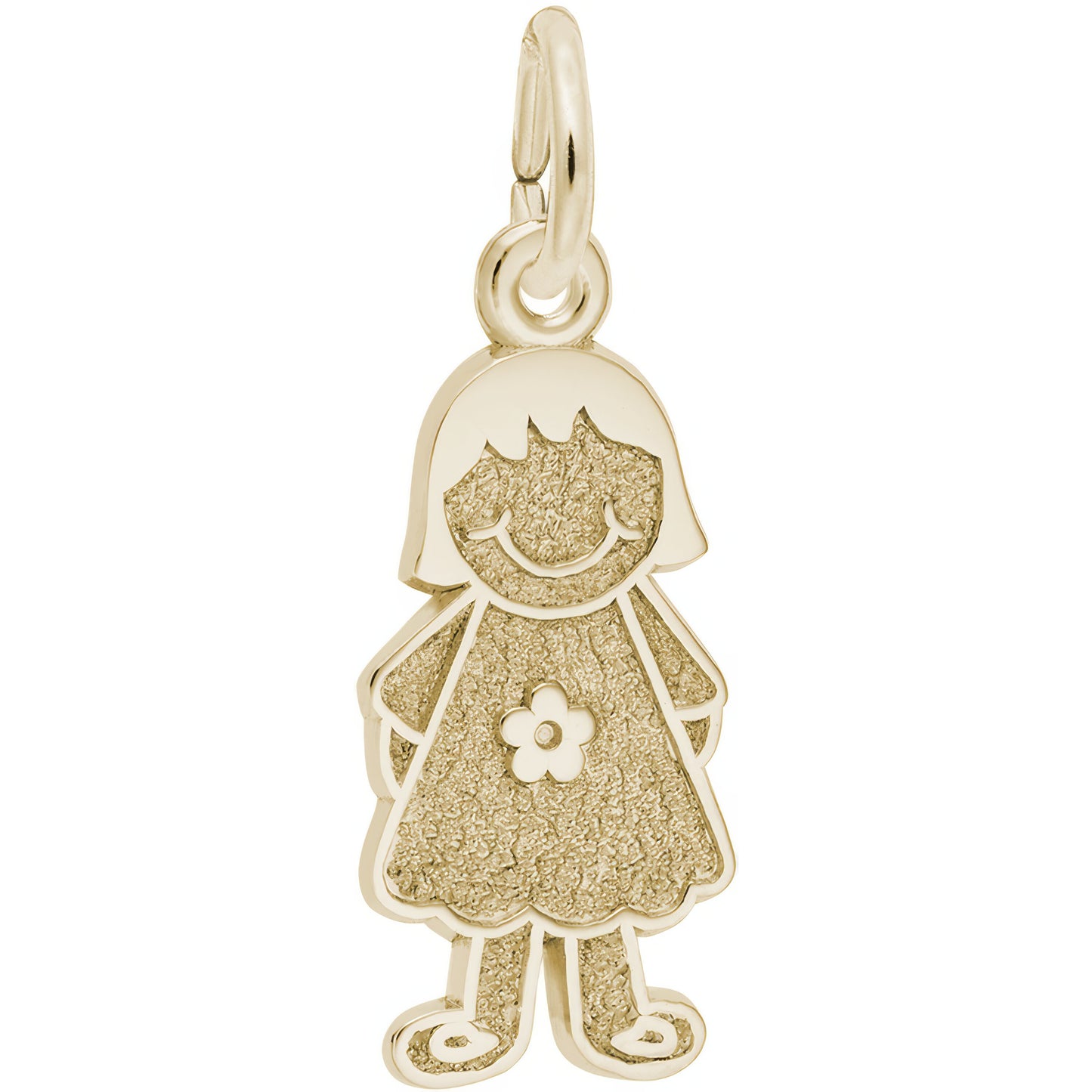 Sterling Silver Girl with Dress & Flower Charm