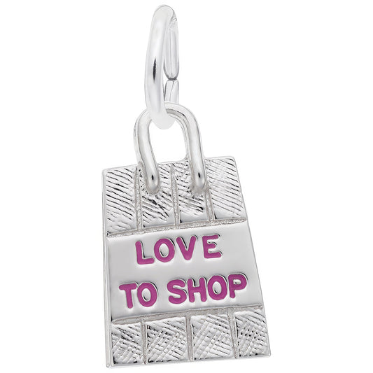 Sterling Silver Love to Shop Shopping Bag Charm