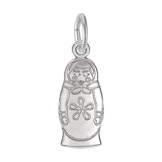 Matryoshka Doll 2 Sided Charm - Metal - Sterling Silver