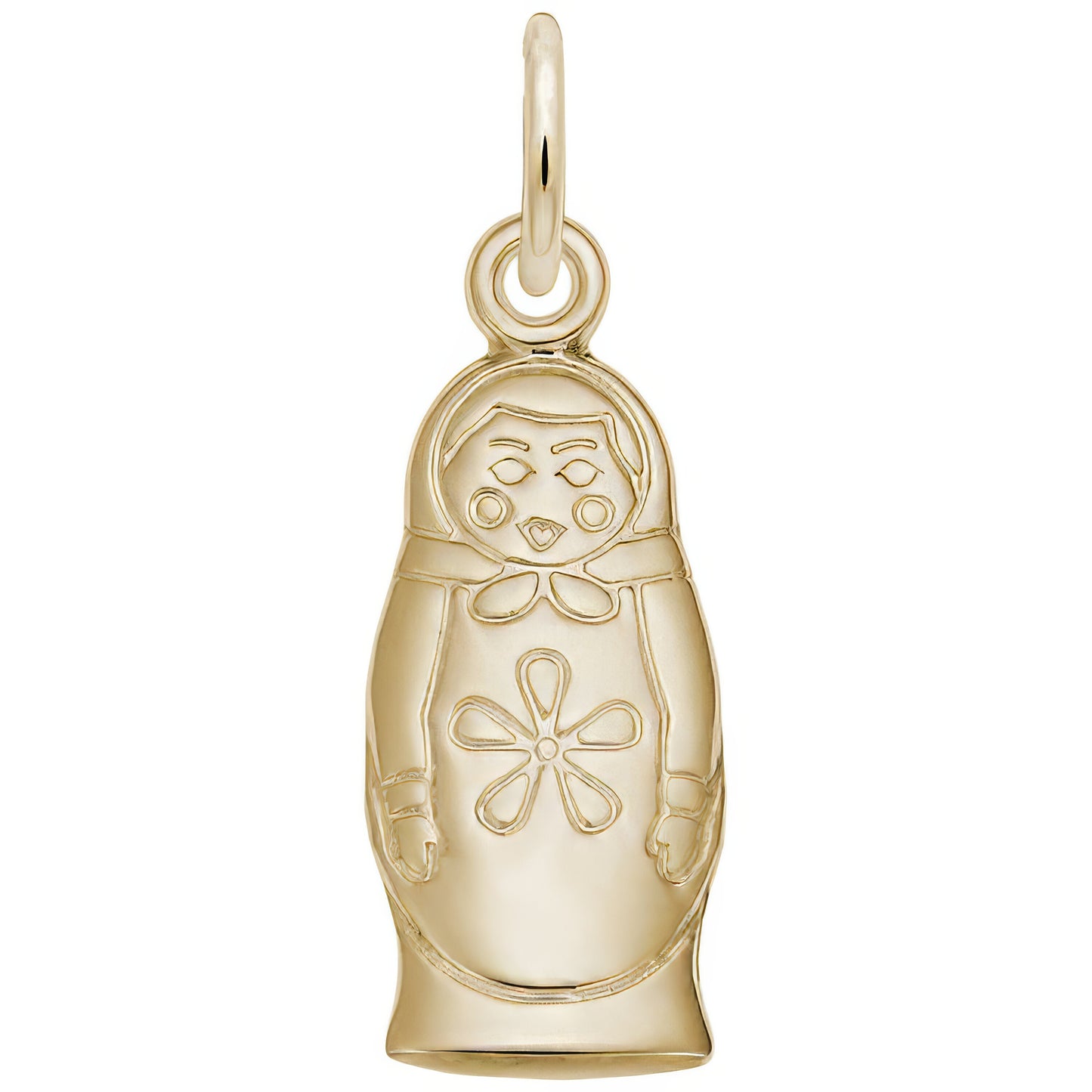 Matryoshka Doll Flat Back Charm - Metal - Sterling Silver