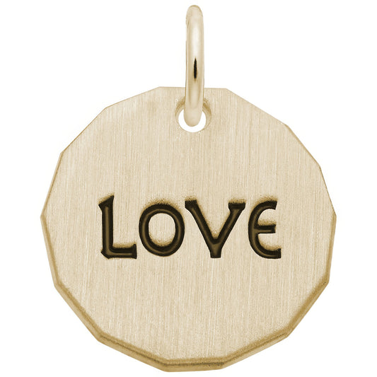Gold Plated Love Charm Tag Charm - 16mm x 16mm