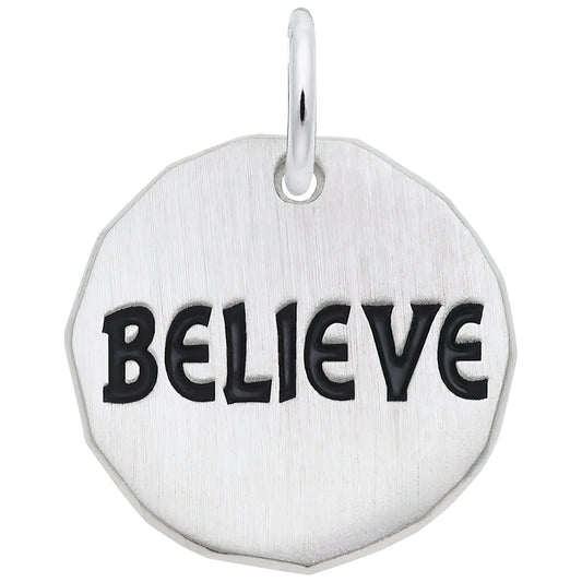 Charms Sterling Silver Believe Charm Tag