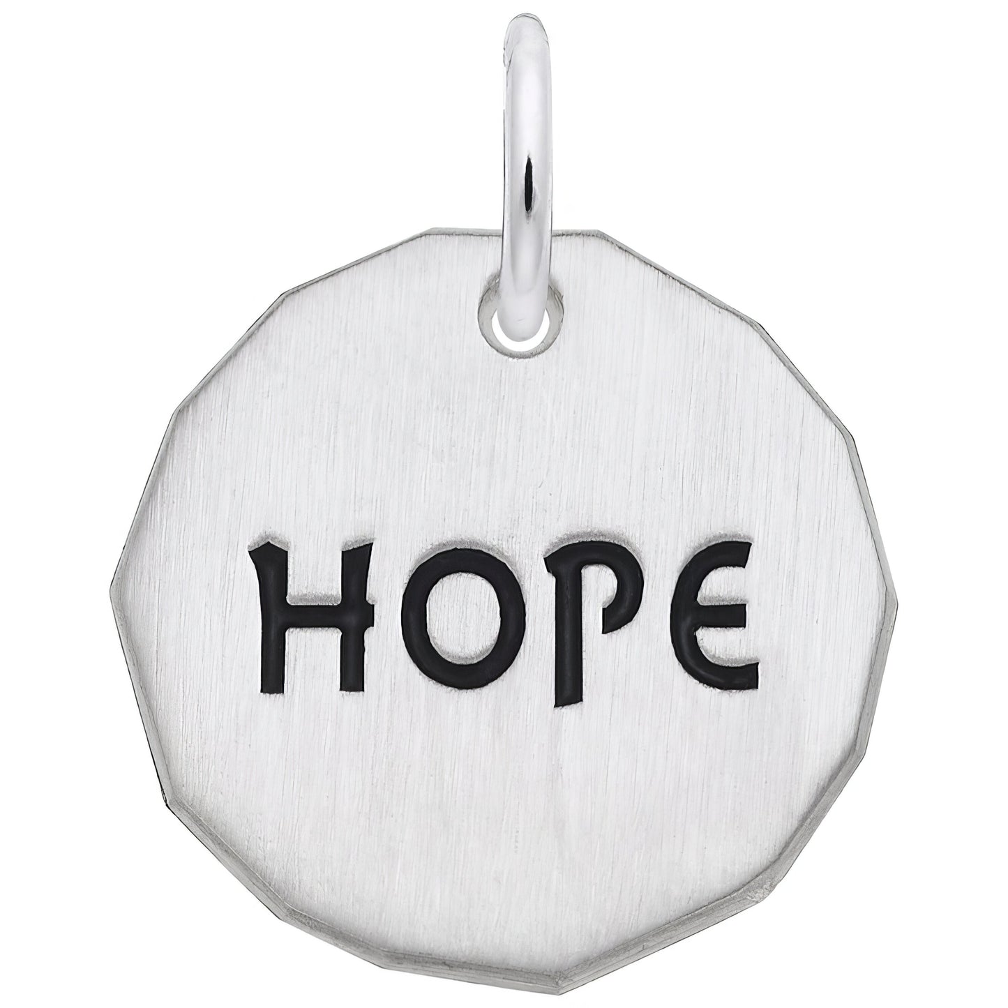 Sterling Silver Hope Charm Tag Charm - 16mm x 16mm