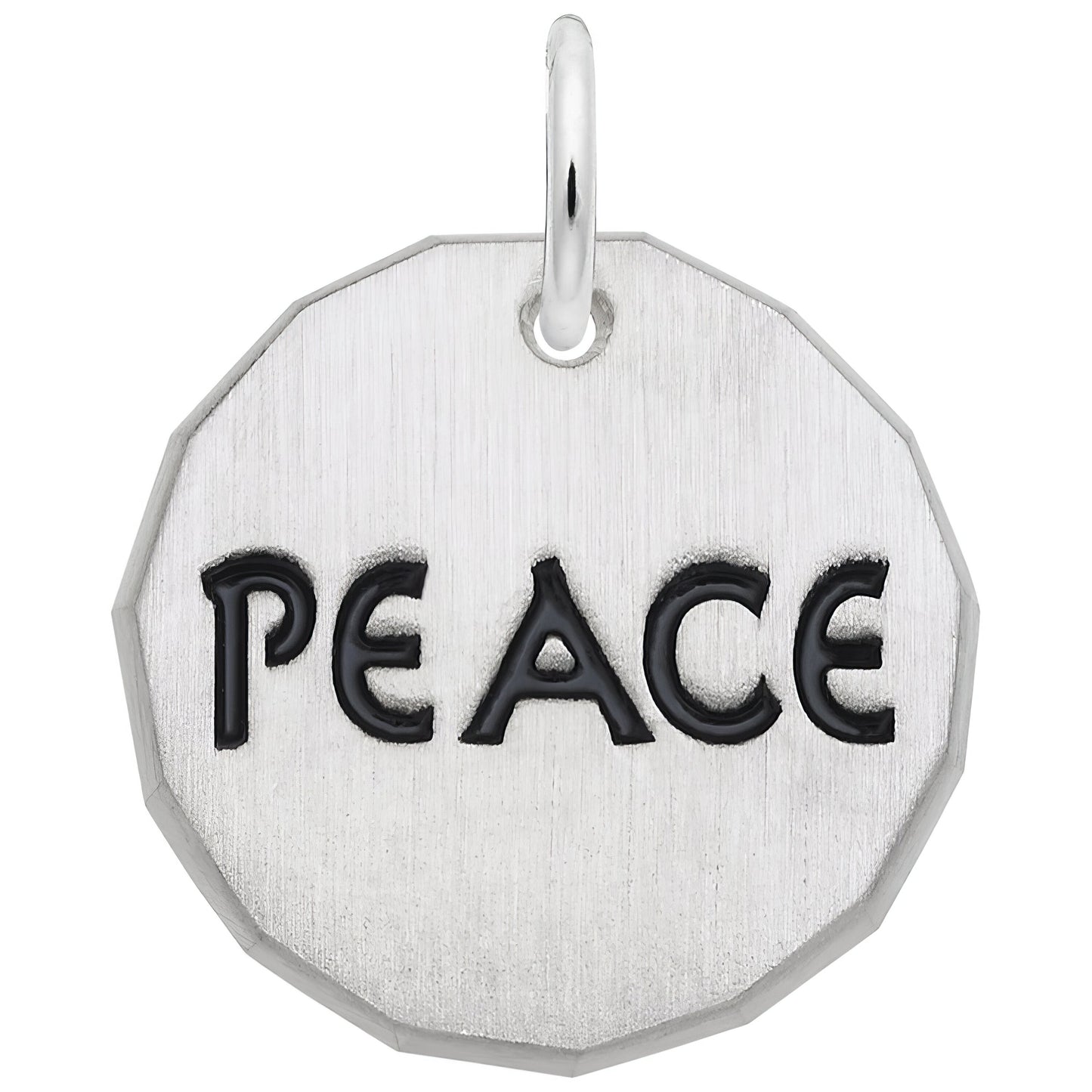 Sterling Silver Peace Charm Tag Charm - 16mm x 16mm