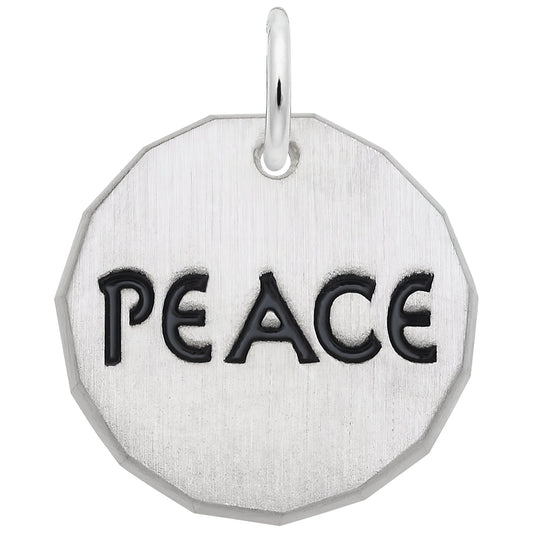 Sterling Silver Peace Charm Tag Charm - 16mm x 16mm