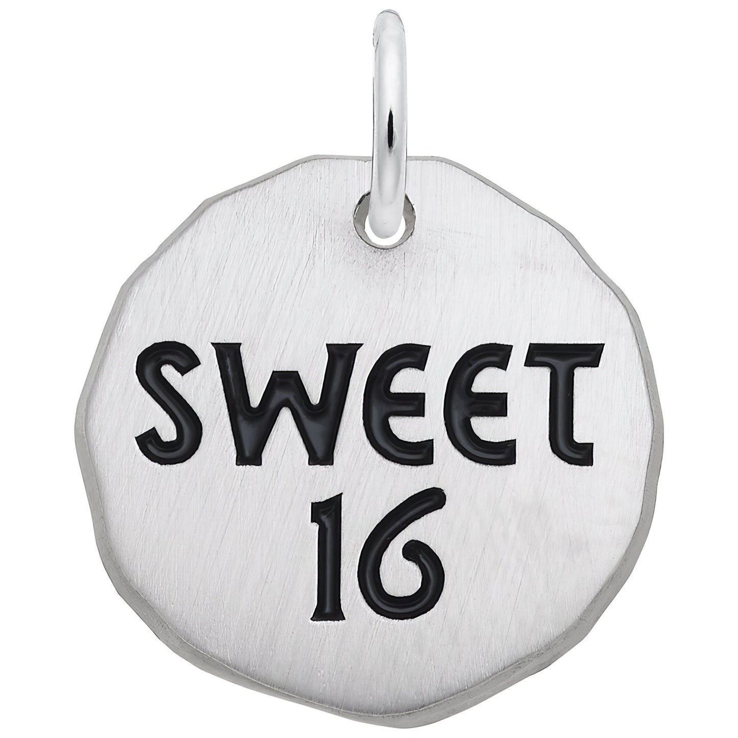 Sterling Silver Sweet 16 Charm Tag Charm - 16mm x 16mm
