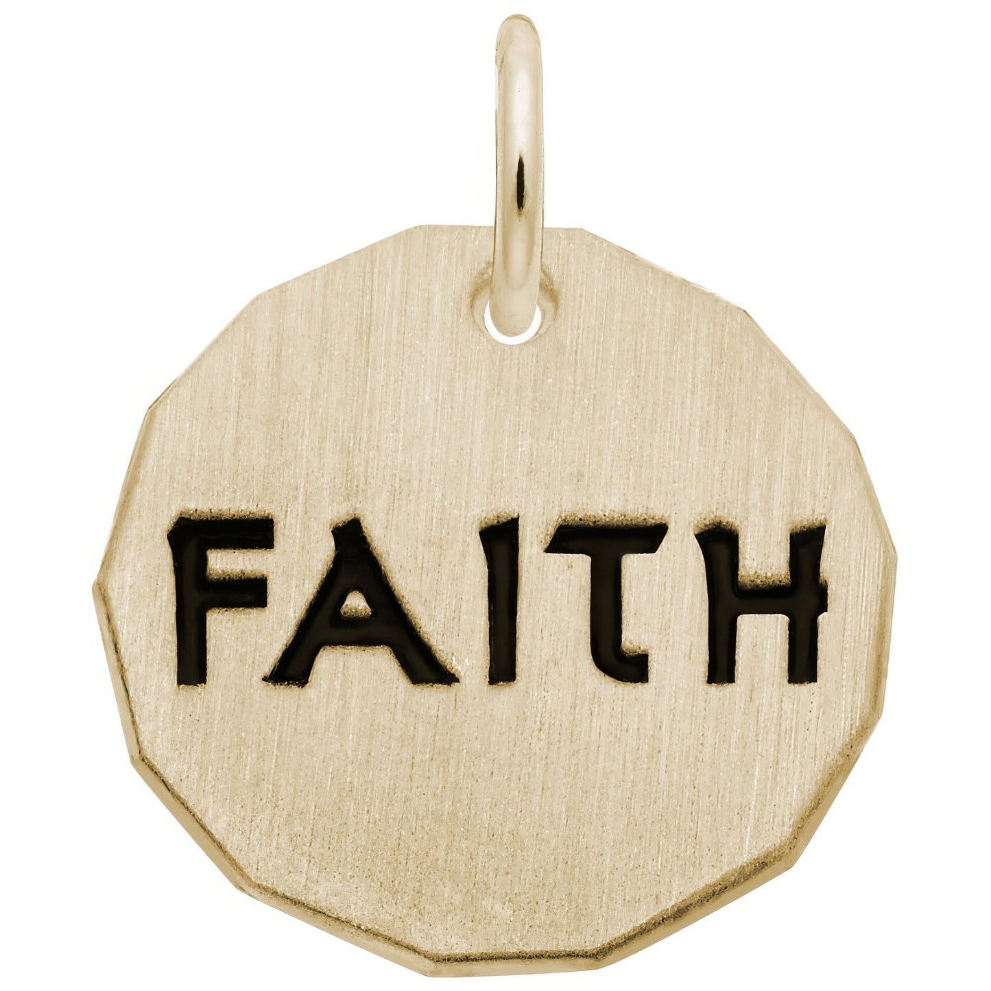 Sterling Silver Faith Charm Tag Charm - 16mm x 16mm
