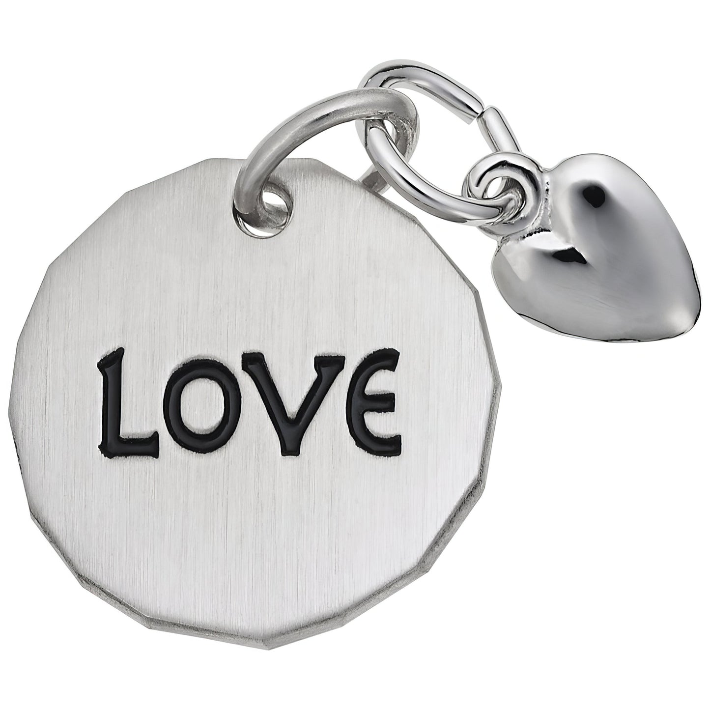 Love Tag w/Heart Charm - Metal - Sterling Silver