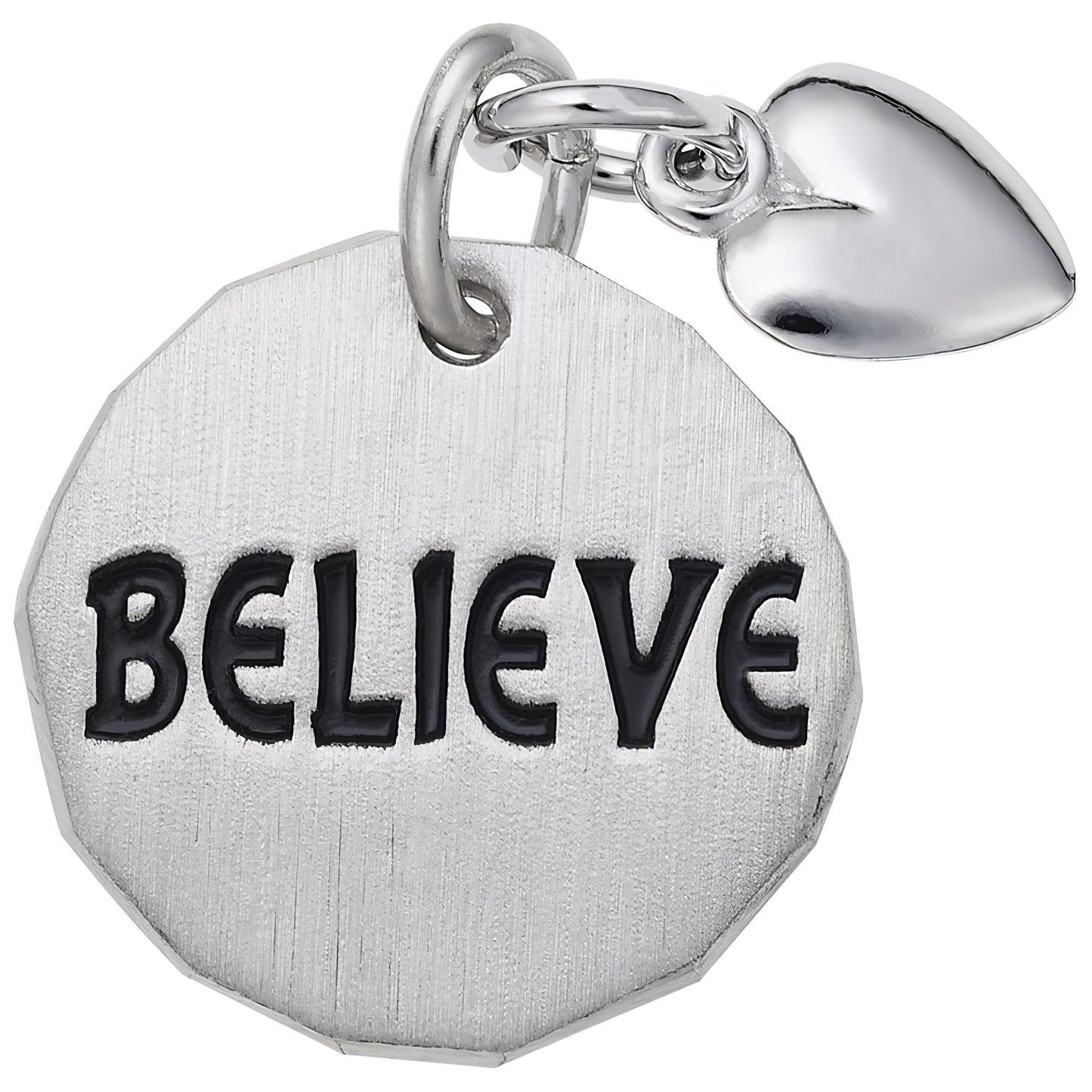 Believe Tag w/Heart Charm - Metal - Sterling Silver