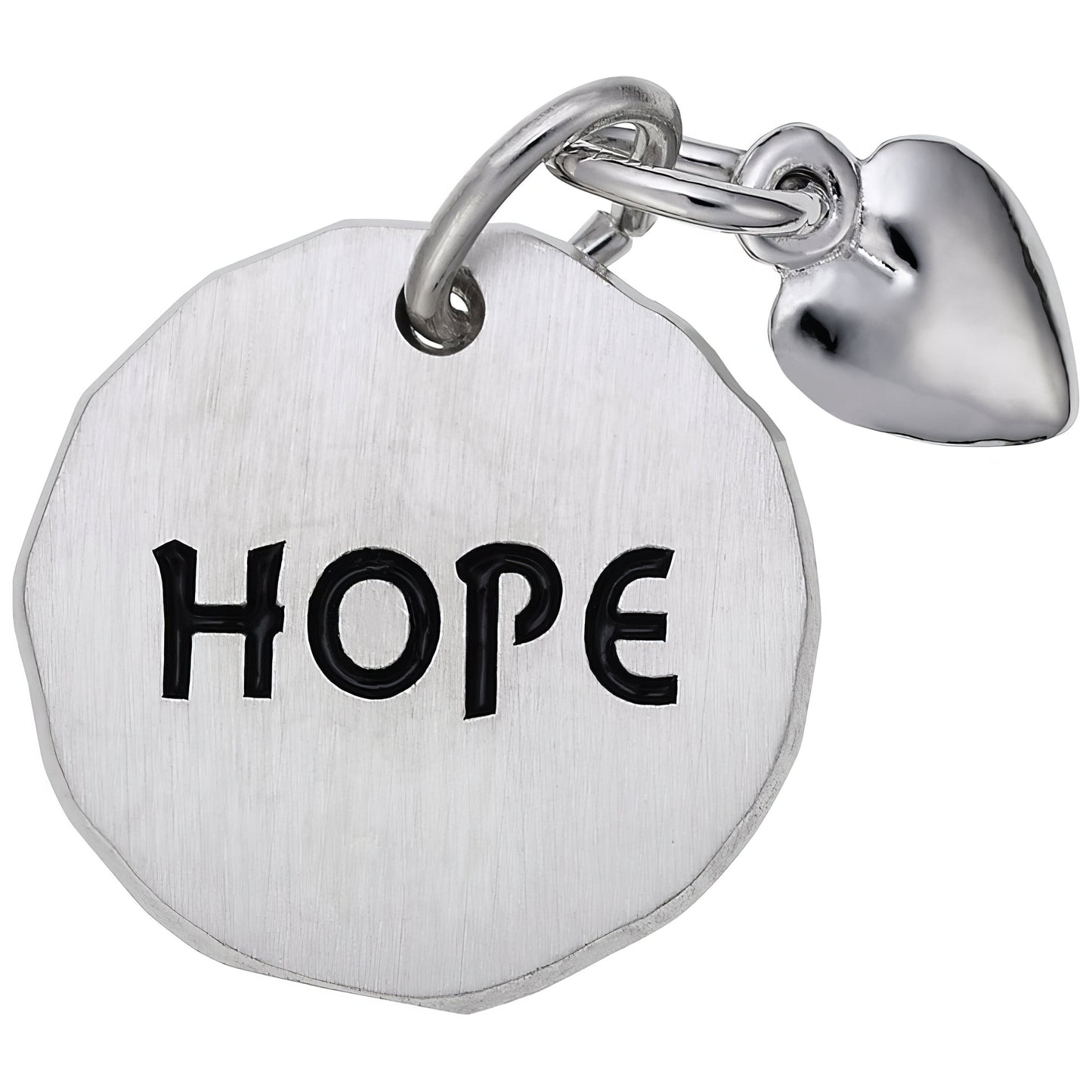 Hope Tag w/Heart Charm - Metal - Sterling Silver