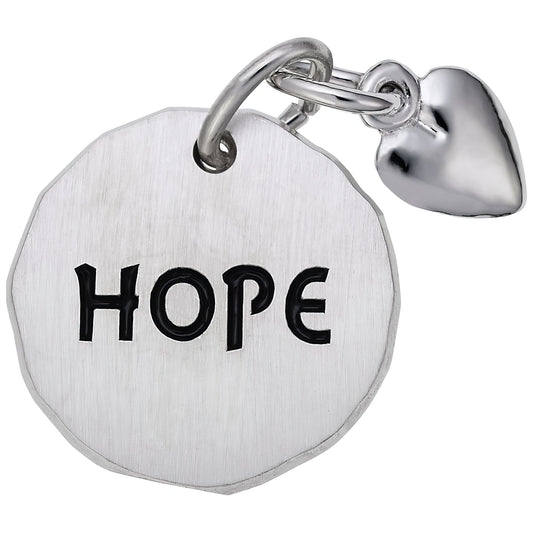 Hope Tag w/Heart Charm - Metal - Sterling Silver