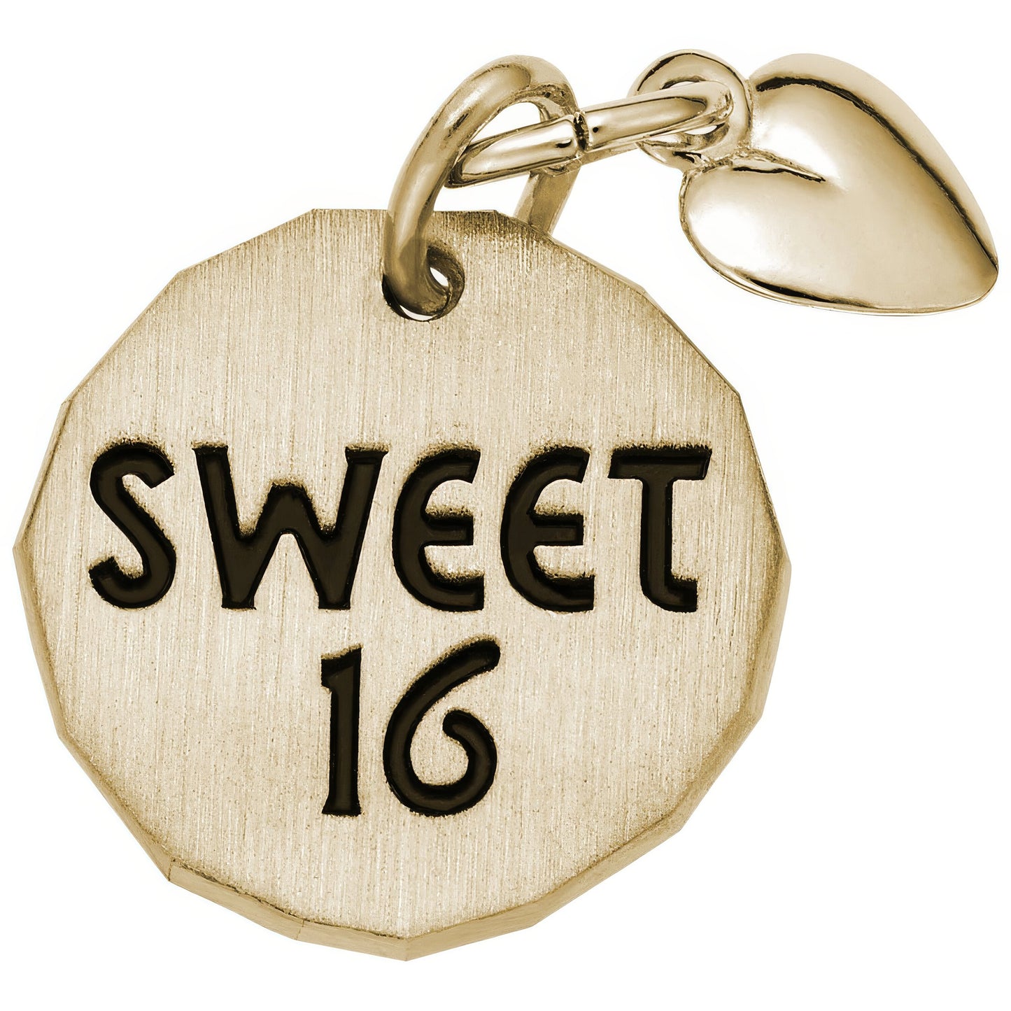 Sweet 16 Tag w/Heart Charm - Metal - Sterling Silver