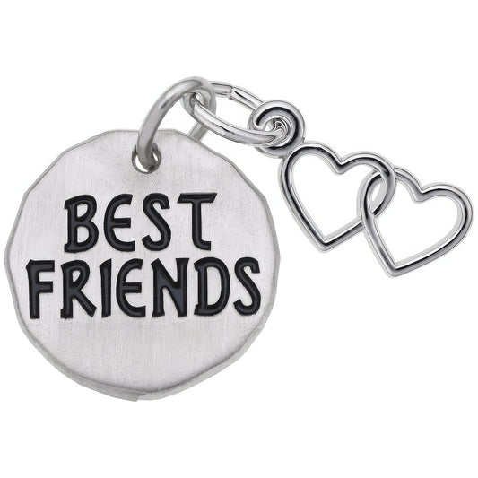 Best Friends Tag w/Heart Charm - Metal - Sterling Silver