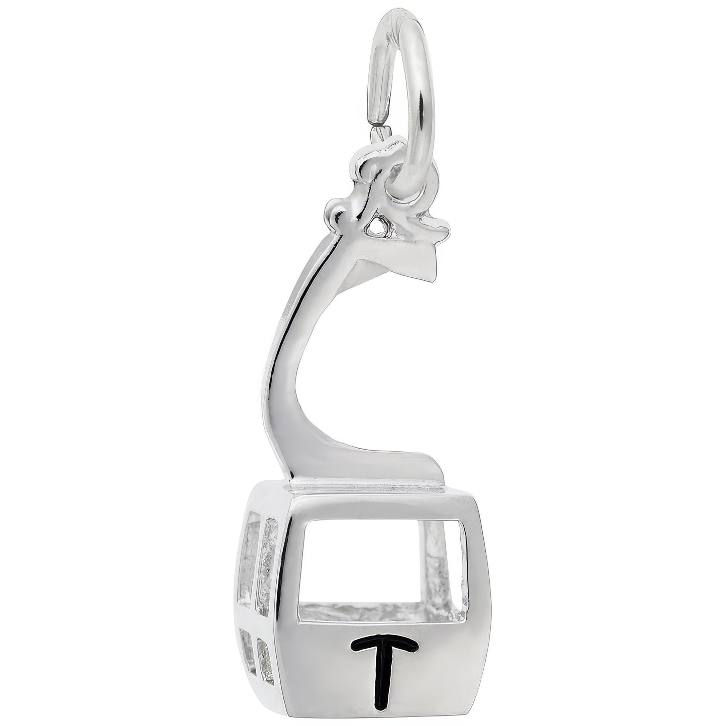 Sterling Silver Telluride Gondola W/black Logo Charm - 17mm x 7mm