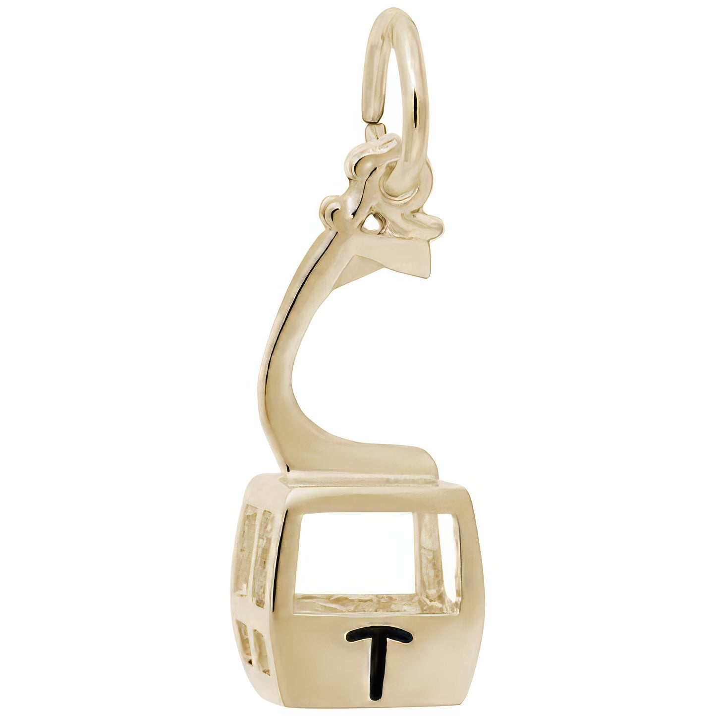Sterling Silver Telluride Gondola W/black Logo Charm - 17mm x 7mm