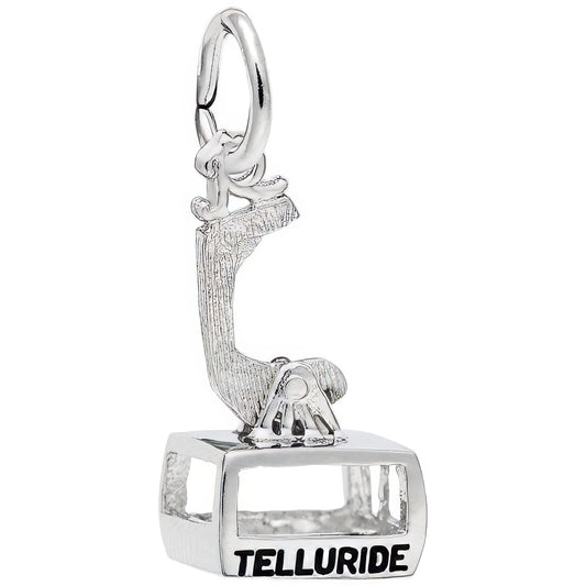Sterling Silver Telluride Moving Gondola W/bot Charm - 15mm x 9mm