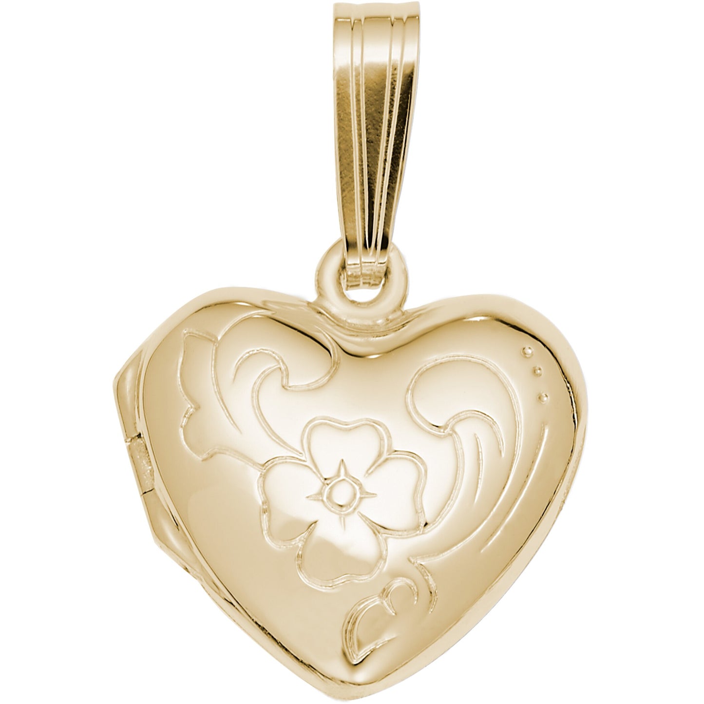 Floral Heart Locket Charm - Metal - Sterling Silver