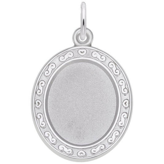 Sterling Silver Photoart - Oval Scroll Charm - 21mm x 19mm