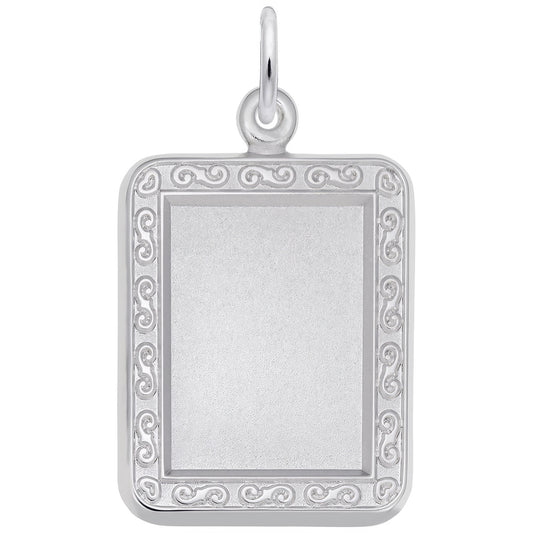 Sterling Silver Photoart - Rect. Scroll Charm - 22mm x 17mm