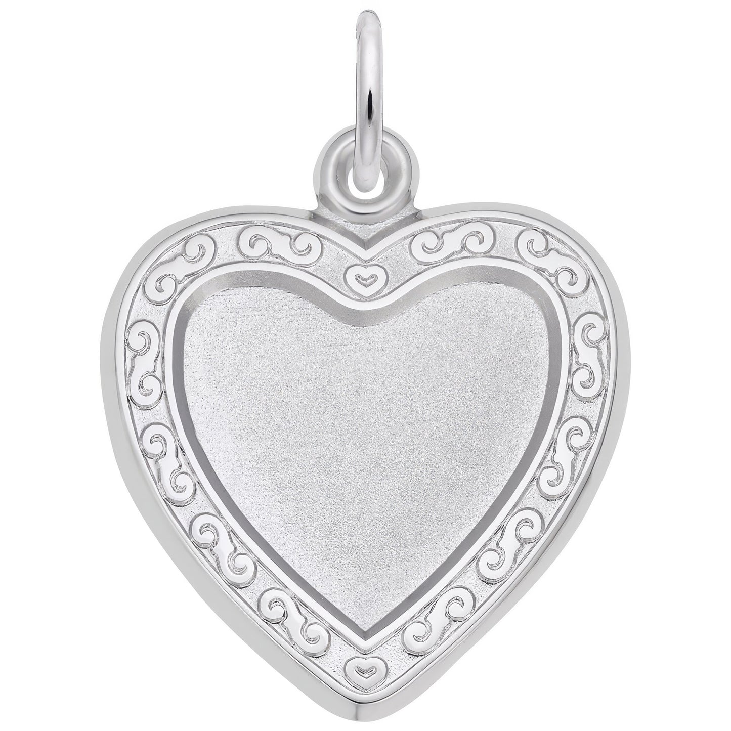 Sterling Silver Photoart - Heart Scroll Charm - 20mm x 19mm
