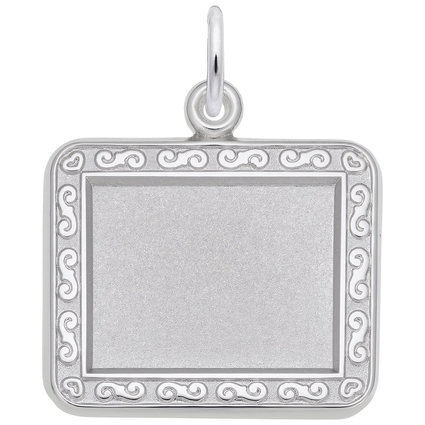 Sterling Silver Photoart - Rect. Hor. Scroll Charm - 17mm x 22mm