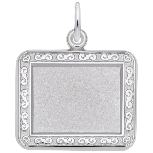 Sterling Silver Photoart - Rect. Hor. Scroll Charm - 17mm x 22mm