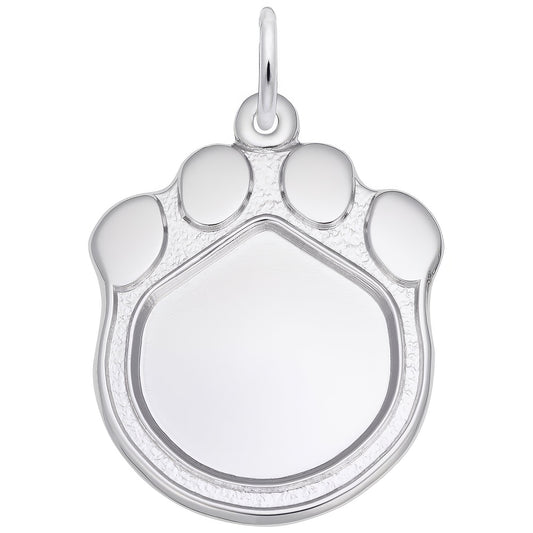 Sterling Silver Photoart Cat Paw Charm - 22mm x 21mm