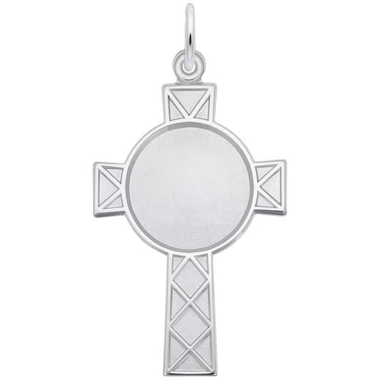 Sterling Silver Photoart Celtic Cross Charm - 30mm x 19mm