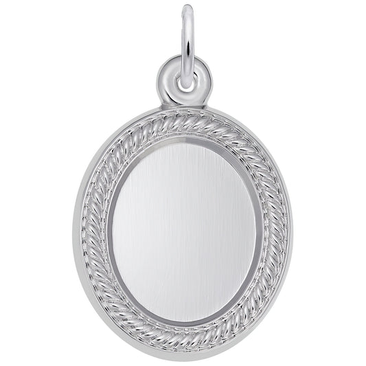 Sterling Silver Photoart - Rope Oval Charm - 21mm x 18mm