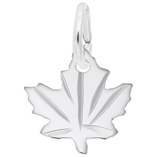 Classy Maple Leaf Charm - Metal - Sterling Silver