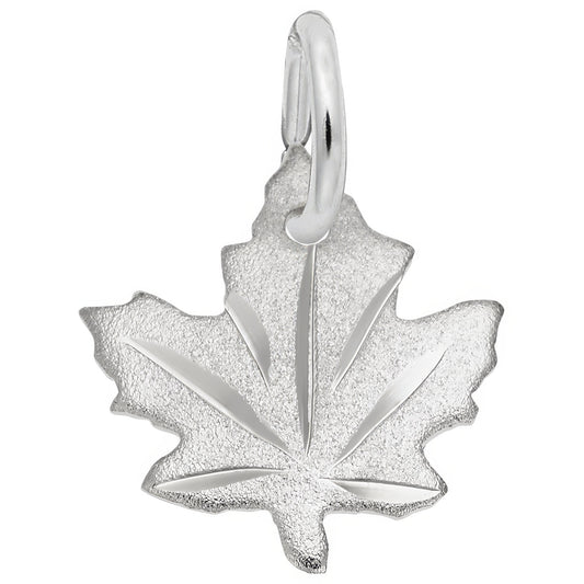 Maple Leaf - Satin Charm - Metal - Sterling Silver
