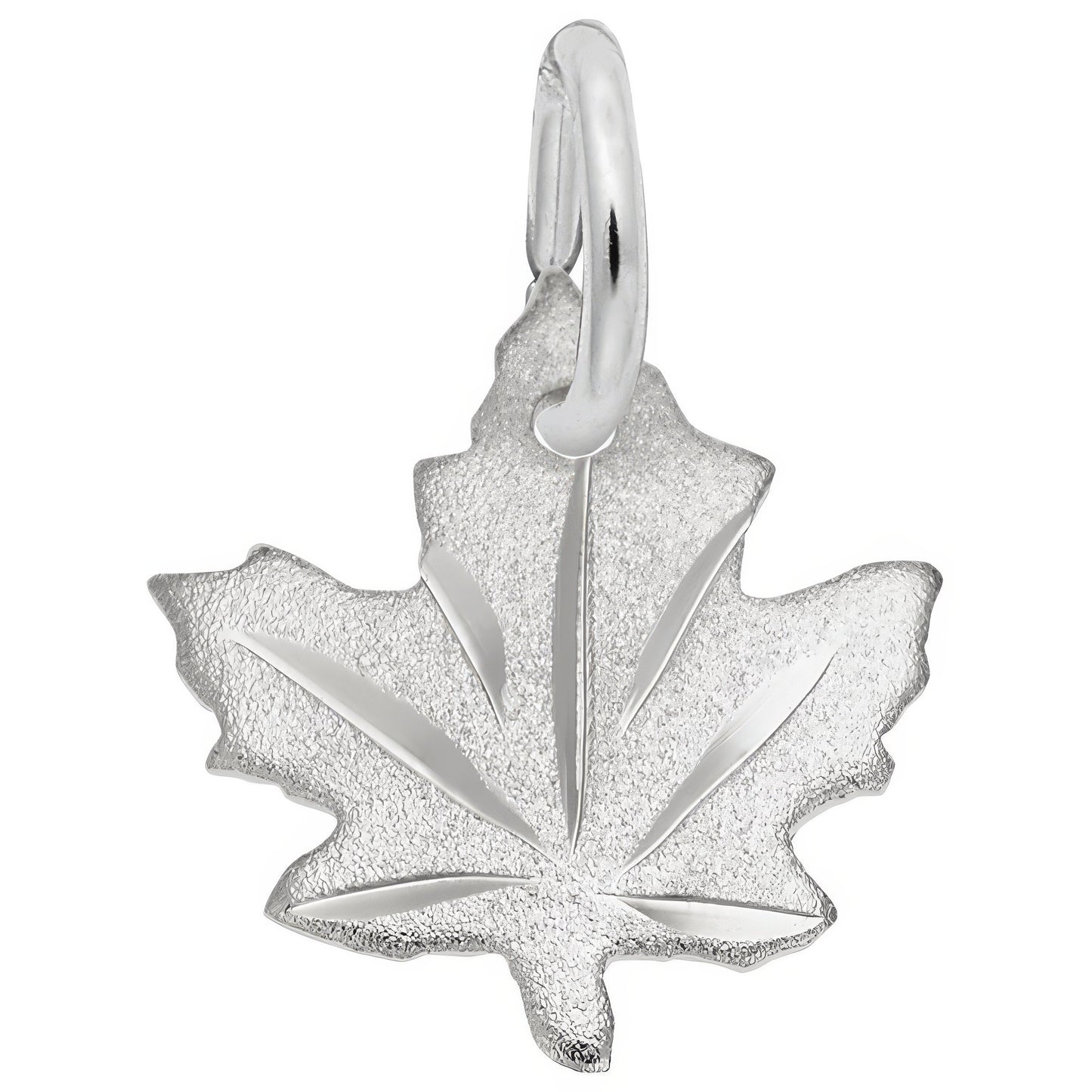 Maple Leaf - Satin Charm - Metal - Sterling Silver