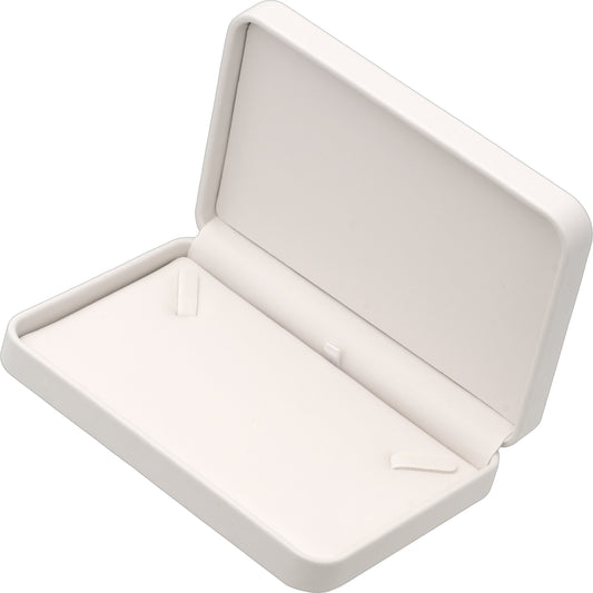 White Faux Leather Necklace Gift Box Jewelry Display 6 7/8"