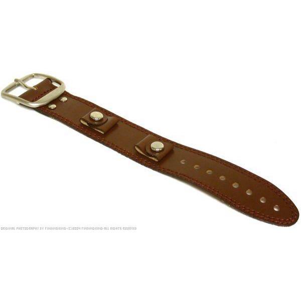 Watch Band Brown Leather Wide Cuff Mod 70's 2 Pcs