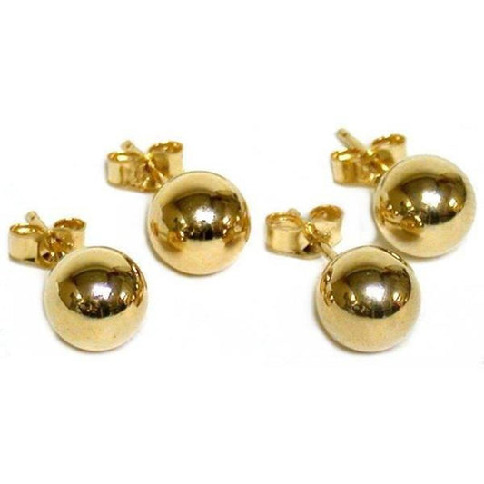 Ball Stud Earrings & Backs 14k Gold 6mm 2 Pairs