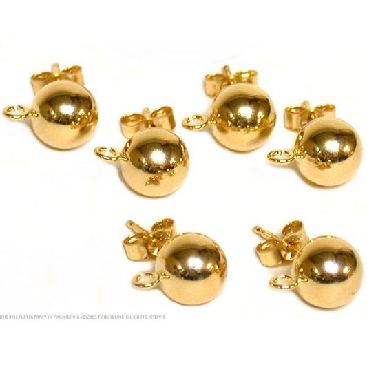 6 14K Gold 6mm Ball Earrings & Ear Backs FindingKing