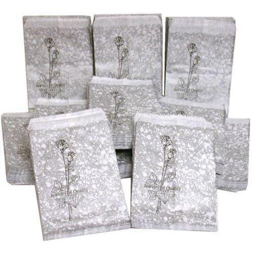 1000 Silver Paper Gift Bags Shopping Tote Sales Bag 5 x 7"