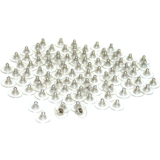 Silver Tone Hypo Allergenic Bullet Clutch Earring Backs with Pad (50