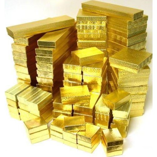 500 Jewelry Display Gold Cotton Gift Storage Boxes