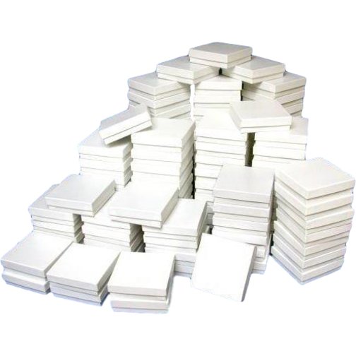 100 White Watch Bracelet Chain Jewelry Cotton Boxes 3 5/8"