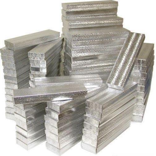 Cotton Filled Jewelry Gift Boxes Silver Color 8" 100Pcs